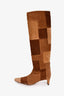 Staud Brown Suede Leather Patchwork 'Wally' Boots Size 38