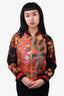 Gucci Black/Multicolour Floral Web "LOVED" Silk Bomber Jacket Size 36