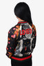 Gucci Black/Multicolour Floral Web "LOVED" Silk Bomber Jacket Size 36