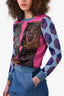 Gucci Pink/Blue 4 Tiger Printed Lurex Sweater Size S