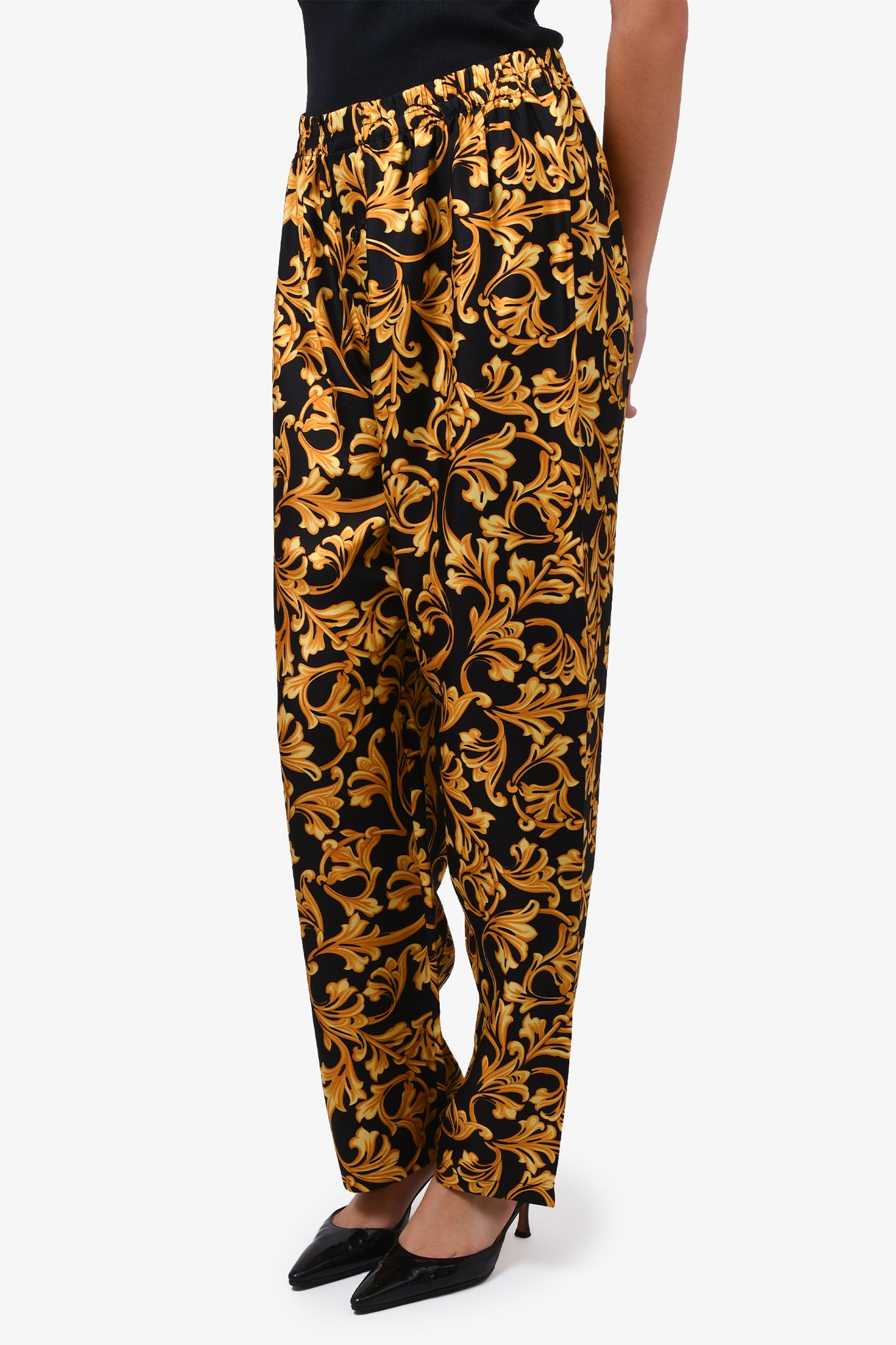 Versace Underwear Black/Yellow Baroque Printed Silk Capri Pants Size 4 –  Mine & Yours