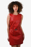 Versace Jeans Red Leather Sleeveless Belted Mini Dress Size 42
