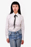 Red Valentino White Cotton Poplin Bow Tie Button Down Shirt Size 40