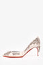 Christian Louboutin White Satin Crystal Studded Heels Size 37.5