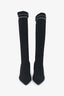 Miu Miu Black Stretch Knit Knee High Heeled Boots Size 36