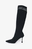 Miu Miu Black Stretch Knit Knee High Heeled Boots Size 36