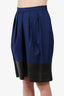 Fendi Navy Wool/Leather Mini Skirt Size 42