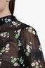 Gucci Black Silk Floral Print Blouse with Tie size 42
