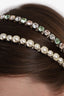 Miu Miu Silver Faux Pearl/Crystal Embellished Double Headband