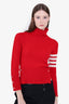 Thom Browne Red Cashmere Striped Turtle Neck Sweater Size 1