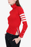 Thom Browne Red Cashmere Striped Turtle Neck Sweater Size 1
