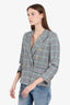 Smythe Green/Black/White Cotton Plaid Print Blazer Size 8