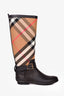 Burberry Black/Brown Rubber Tartan Rubber Boots Size 36