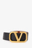 Valentino Black Reversible V Buckle Belt Size 90/36