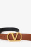 Valentino Black Reversible V Buckle Belt Size 90/36