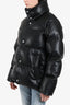 Sandro Black Leather Puffer Jacket Size Medium