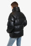 Sandro Black Leather Puffer Jacket Size Medium