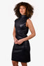 The Row Dark Blue Leather Sleeveless Midi Dress Size 8