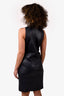 The Row Dark Blue Leather Sleeveless Midi Dress Size 8