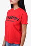 Burberry Red Logo Printed T-Shirt Size XS