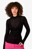 Saint Laurent Black Silk Sheer Knit Top Size XS