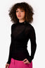 Saint Laurent Black Silk Sheer Knit Top Size XS