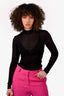 Saint Laurent Black Silk Sheer Knit Top Size XS