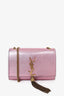 Saint Laurent Pink Metallic Leather Monogram Small Kate Tassel Wallet On Chain