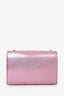 Saint Laurent Pink Metallic Leather Monogram Small Kate Tassel Wallet On Chain