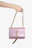 Saint Laurent Pink Metallic Leather Monogram Small Kate Tassel Wallet On Chain