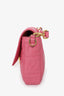 Fendi Pink Leather Nappa FF 1974 Embossed Large Baguette Bag with Strap