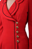 Pre-loved Chanel™ 1990 Red Scalloped Collar Double Breasted Blazer with Gold Buttons Size 38