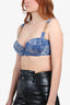 Fendace Blue Denim  Logo Printed Bra Top size 2D with Tag