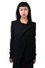 Helmut Lang Black Wool Cowl Neck Blazer Jacket Size 6