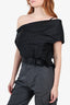Prada Black Nylon Off Shoulder Belted Top size 38