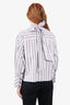 Ganni Pink Cotton Misty Lilac Stripe Long-Sleeve Shirt Size X-Small