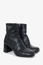 Prada Black Leather Triangle Logo Ankle Boots Size 38