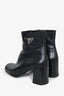 Prada Black Leather Triangle Logo Ankle Boots Size 38