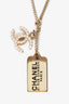 Pre-loved Chanel™ 2007 Gold Toned Faux Pearl CC Tag Pendant Necklace