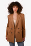 Sandro Brown Double Breasted Blazer Size 40