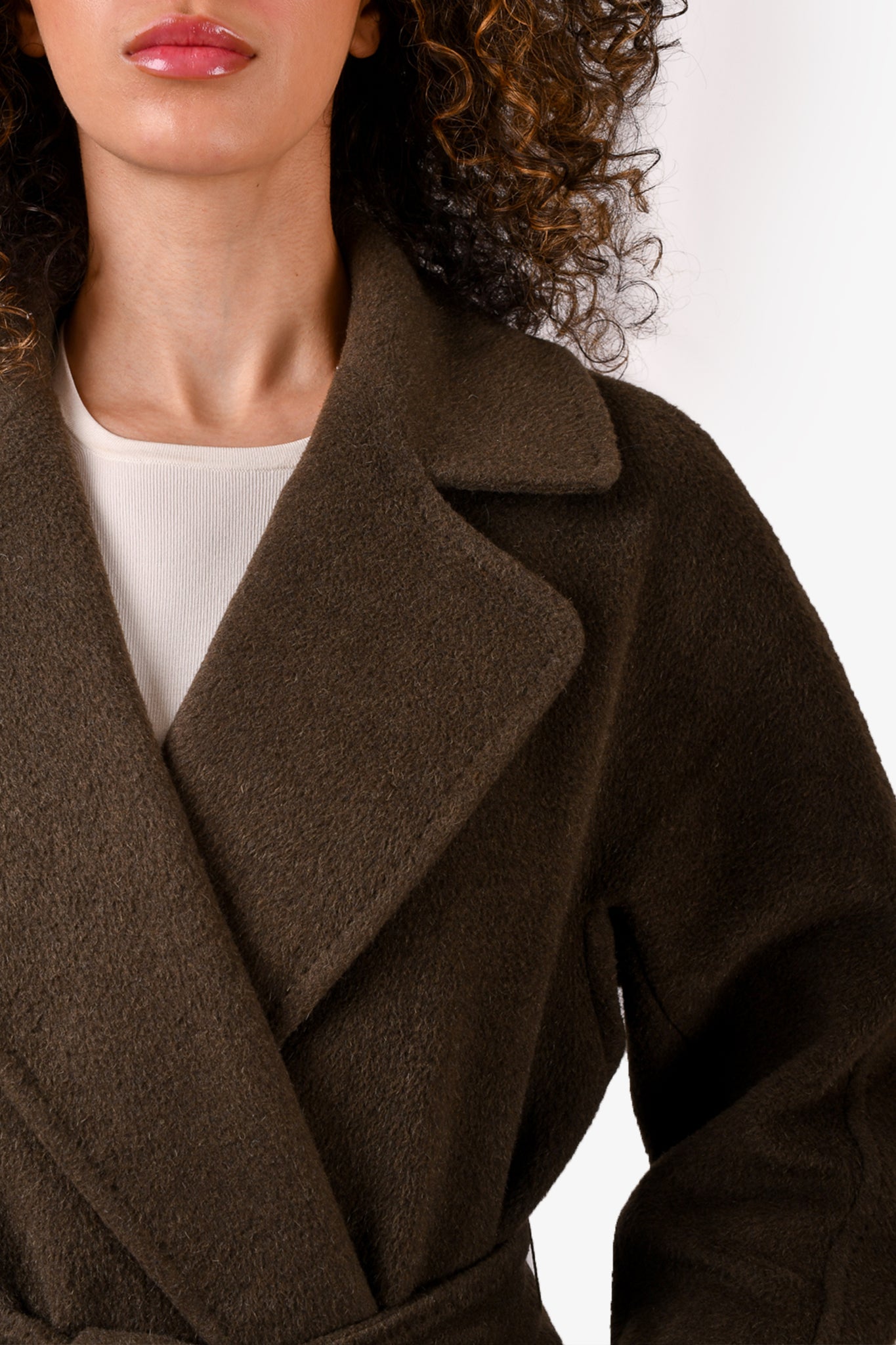 Weekend Max Mara Olive Green Wool/Alpaca/Mohair Wrap Coat with Belt Size 6 US