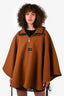 Louis Vuitton Brown/Monogram Wool Hooded Cape with Leather Trim Size 40