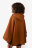 Louis Vuitton Brown/Monogram Wool Hooded Cape with Leather Trim Size 40