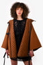 Louis Vuitton Brown/Monogram Wool Hooded Cape with Leather Trim Size 40