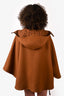 Louis Vuitton Brown/Monogram Wool Hooded Cape with Leather Trim Size 40
