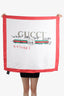 Gucci White/Red Silk Logo Printed Scarf 90CM
