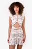 Atoir White Satin Floral Cut-Out Mini Rosette Dress Size XS