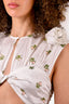 Atoir White Satin Floral Cut-Out Mini Rosette Dress Size XS
