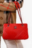 Pre-loved Chanel™ 2015/16 Red Lambskin 'CC Crossing' Chain Tote