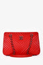 Pre-loved Chanel™ 2015/16 Red Lambskin 'CC Crossing' Chain Tote